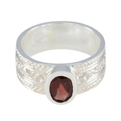 Lily Art Deco Red Solitaire Ring Garnet Red