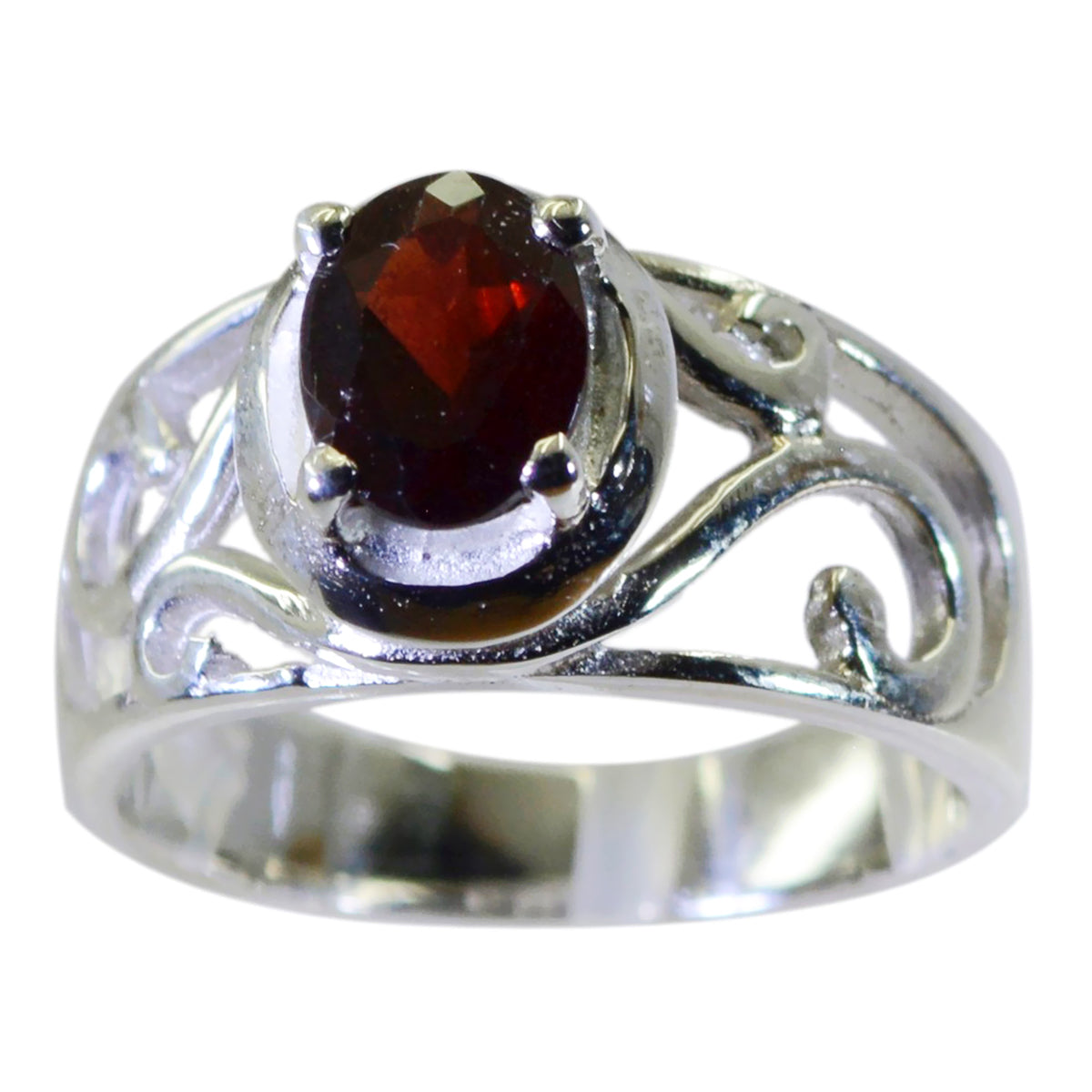 Emma Filigree Red Solitaire Ring Garnet Red