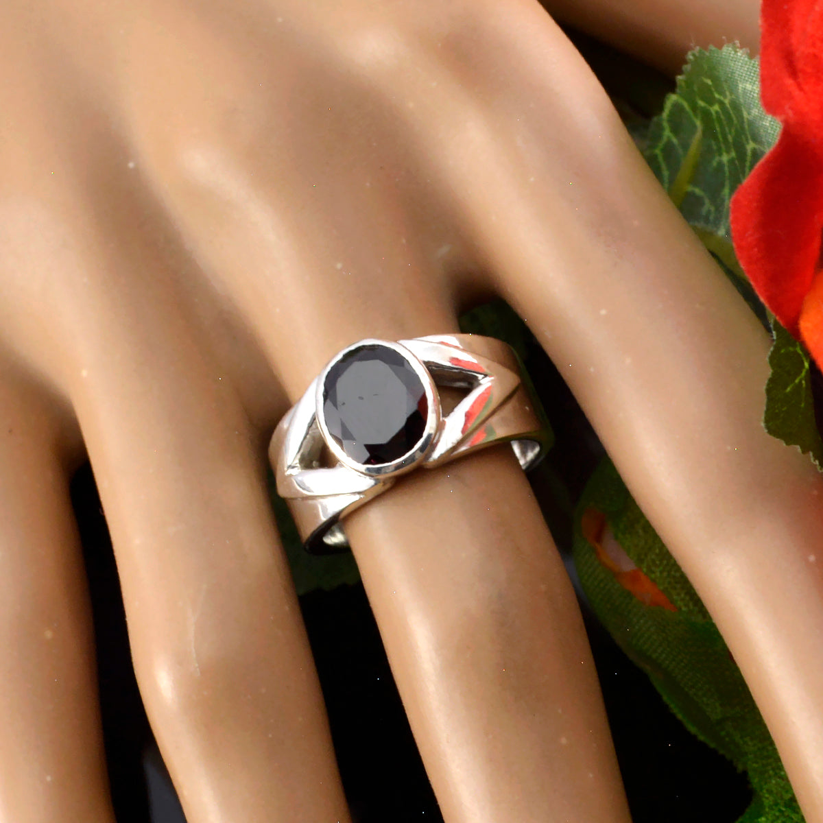 Agustina Signet Red Solitaire Ring