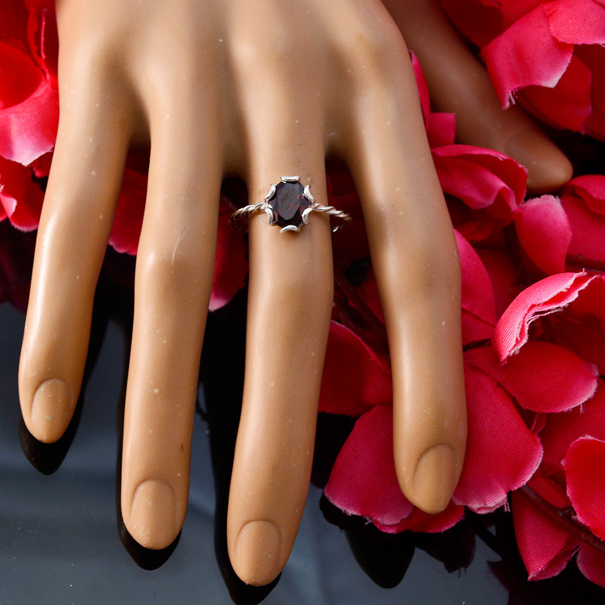 Wen Twist Red Solitaire Ring