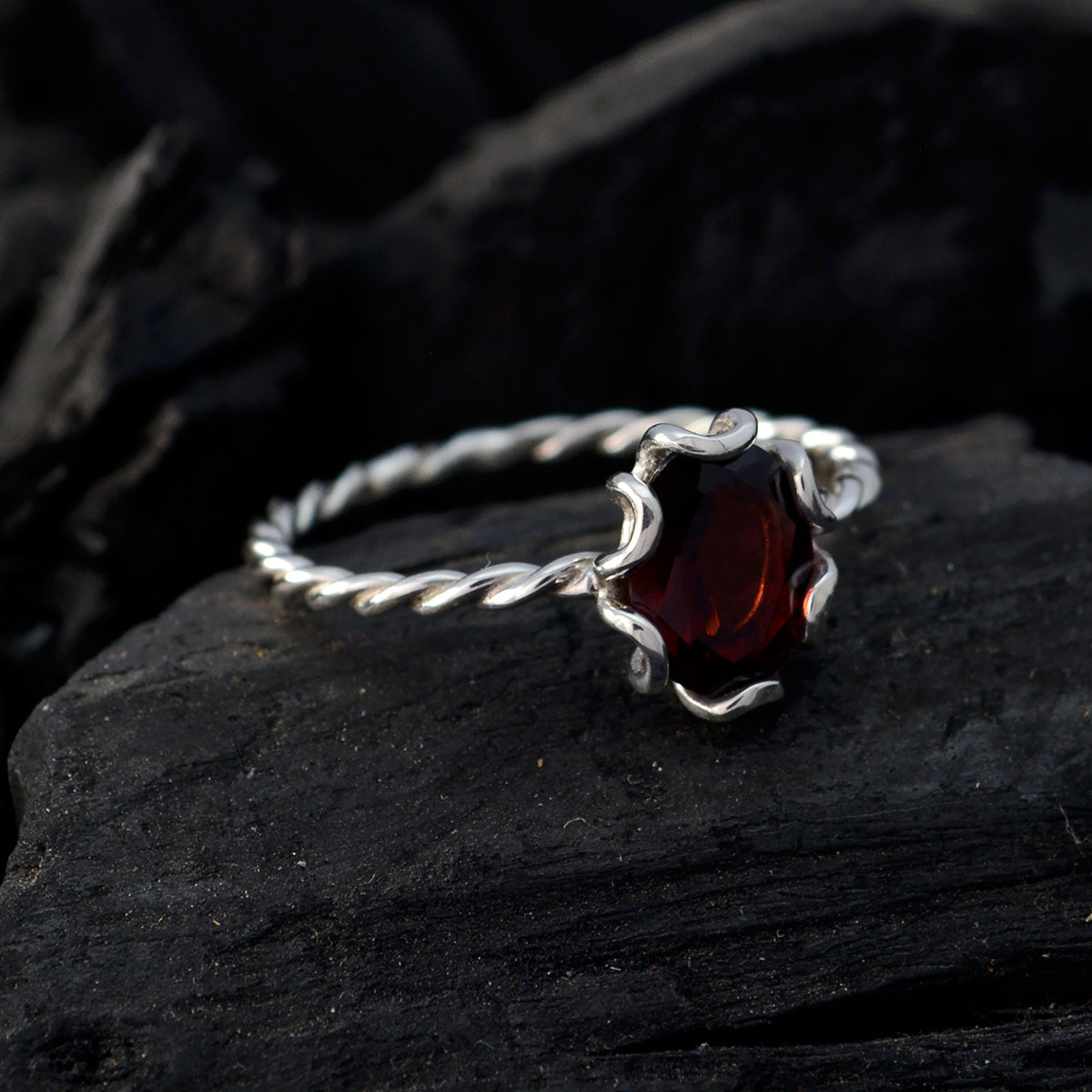 Wen Twist Red Solitaire Ring