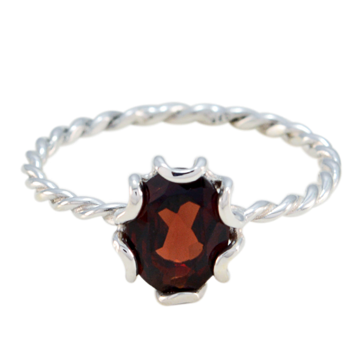 Wen Twist Red Solitaire Ring Garnet Red