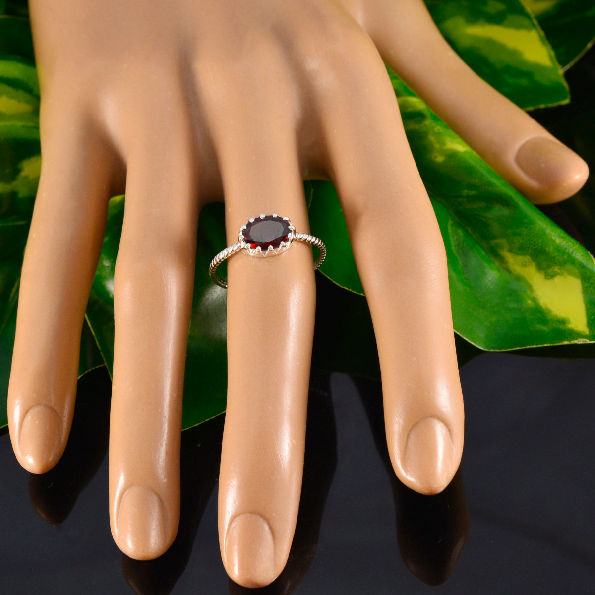 Emi Twist Red Solitaire Ring