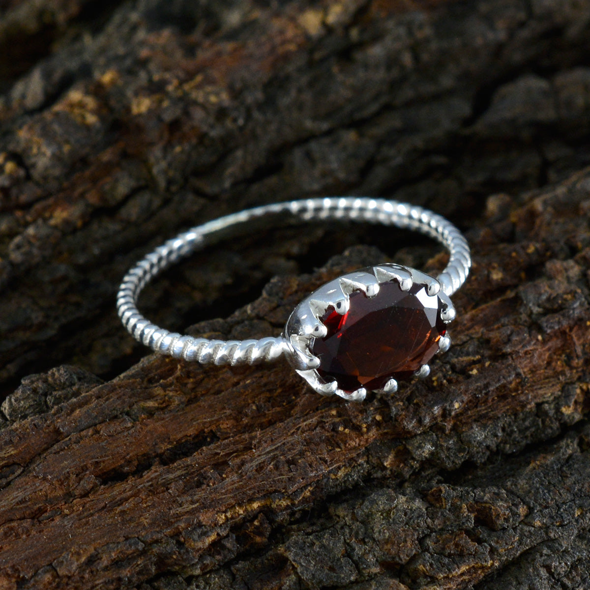 Emi Twist Red Solitaire Ring
