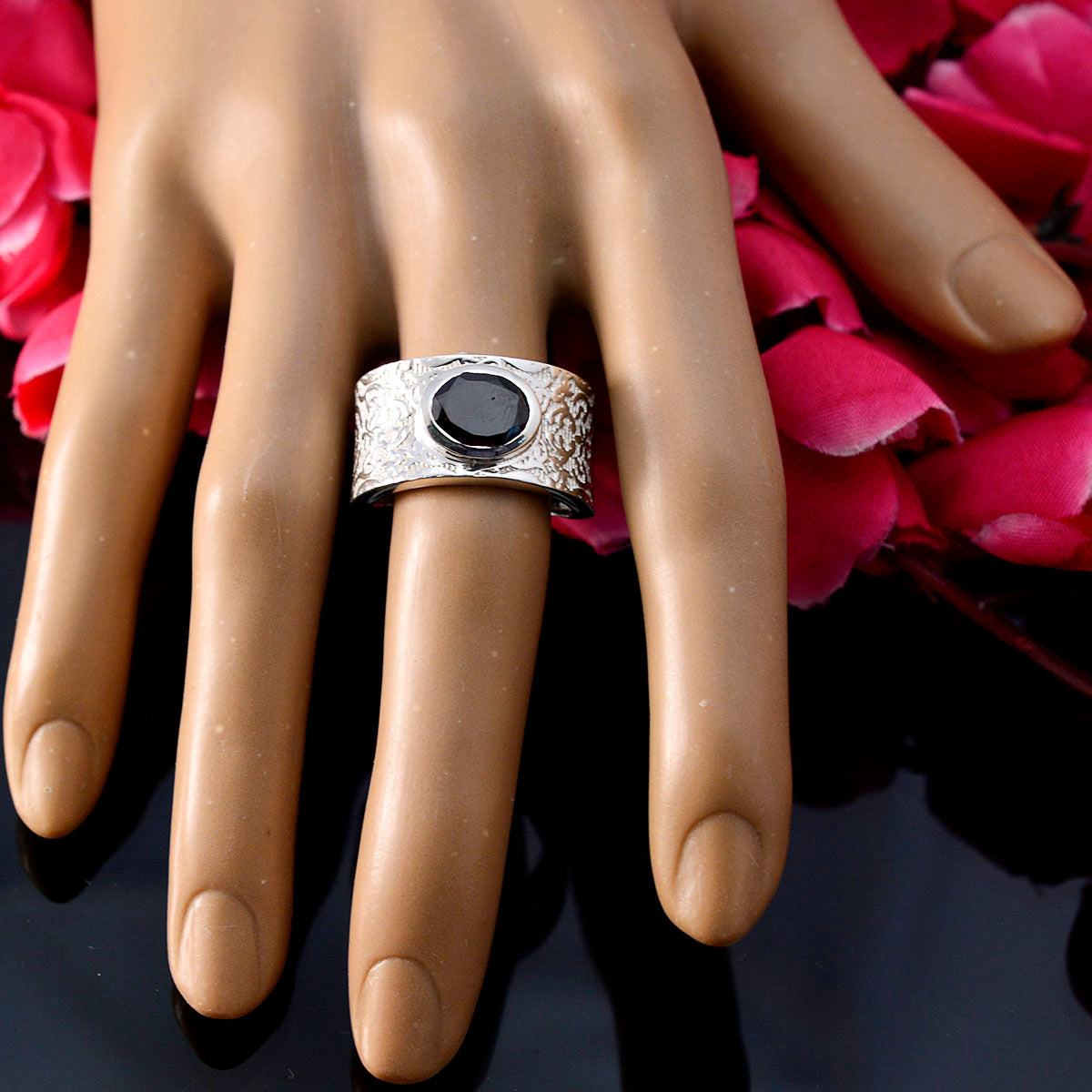 Zoe Art Deco Red Solitaire Ring