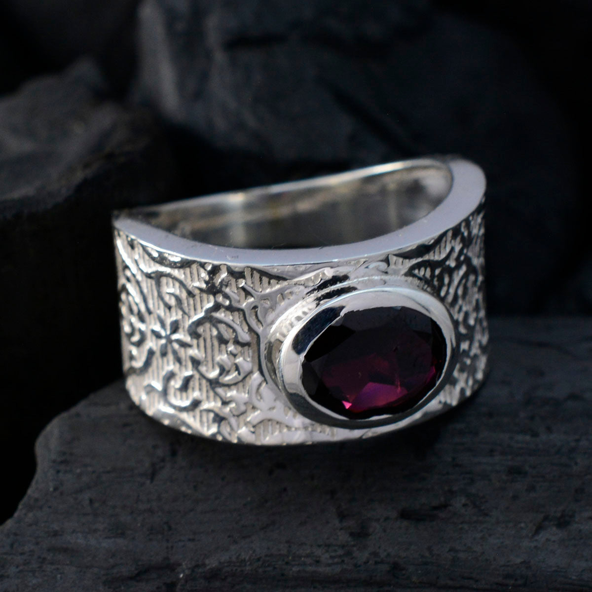 Zoe Art Deco Red Solitaire Ring