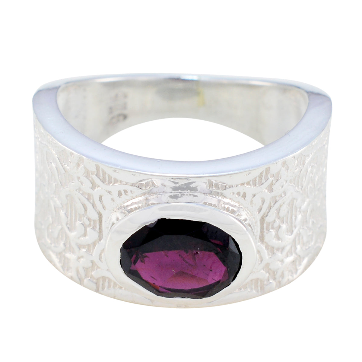 Zoe Art Deco Red Solitaire Ring Garnet Red