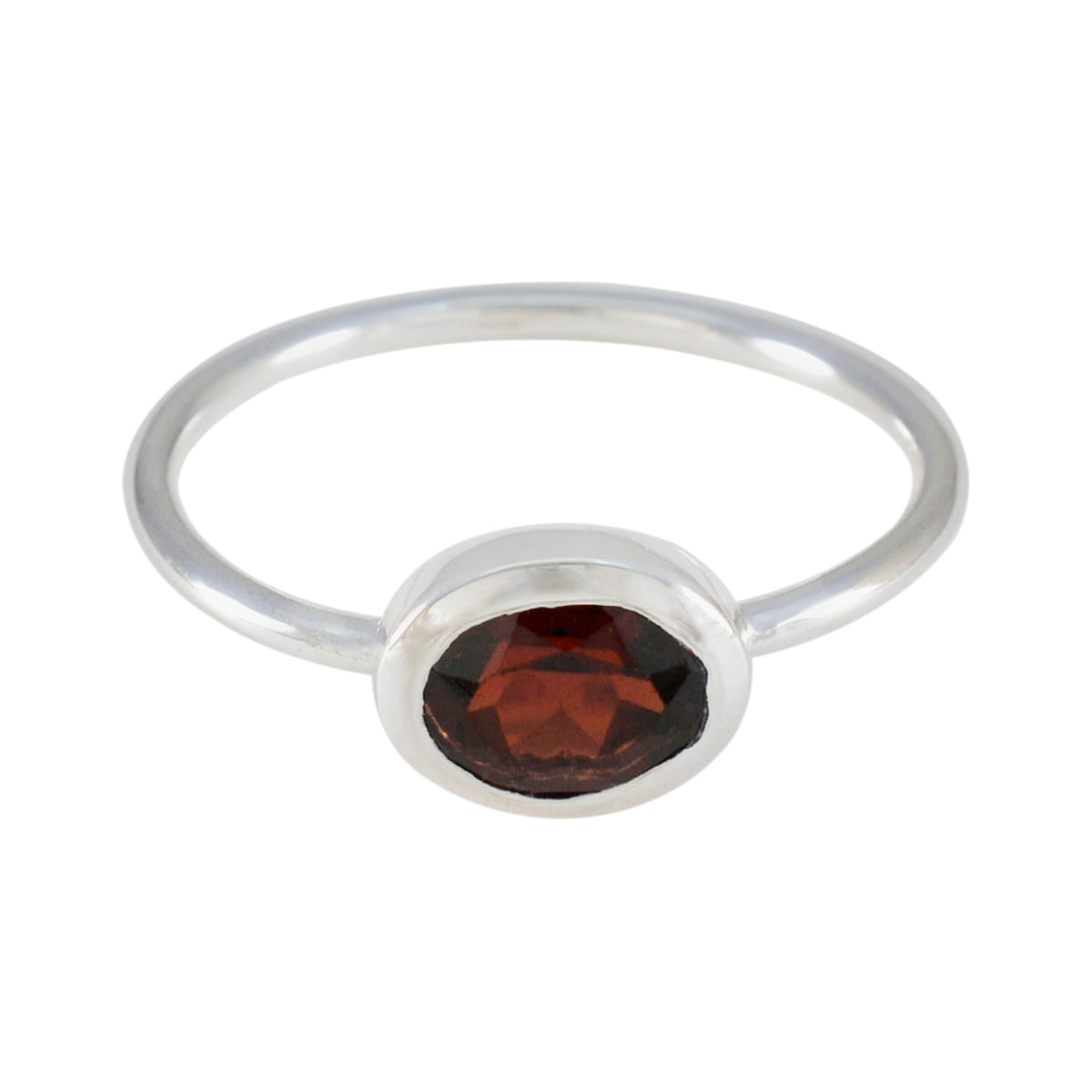 Isla Feminine Red Solitaire Ring Garnet Red