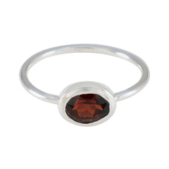 Isla Feminine Red Solitaire Ring Garnet Red