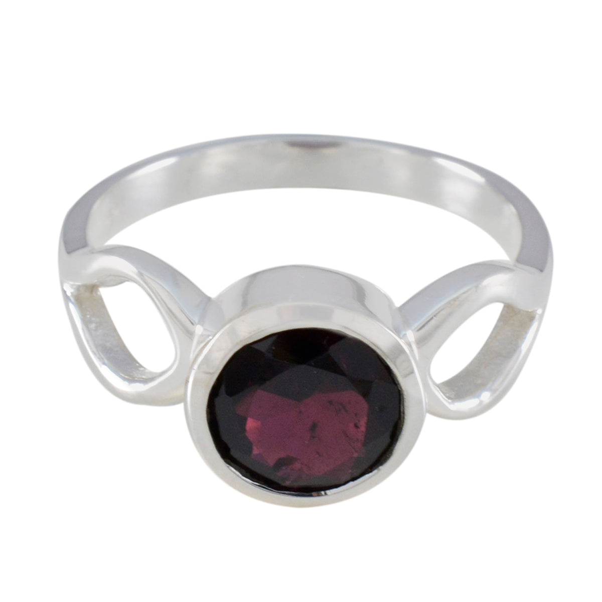 Victoria Feminine Red Solitaire Ring Garnet Red