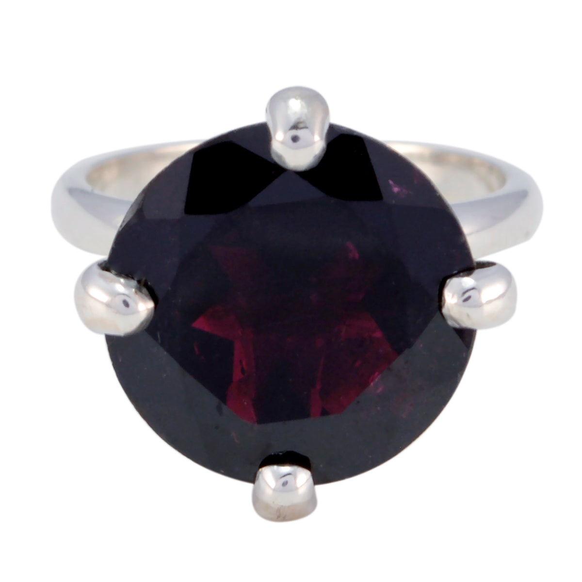 Ida Graceful Red Solitaire Ring Garnet Red