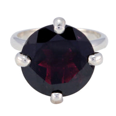 Ida Graceful Red Solitaire Ring Garnet Red