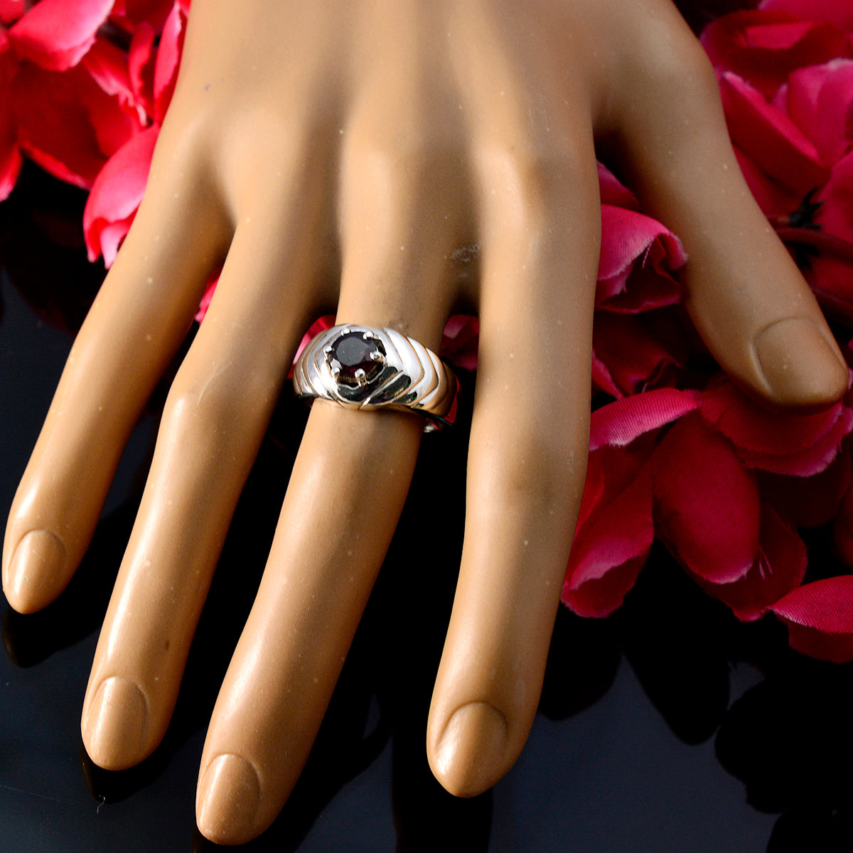 Natalie Abstract Red Solitaire Ring