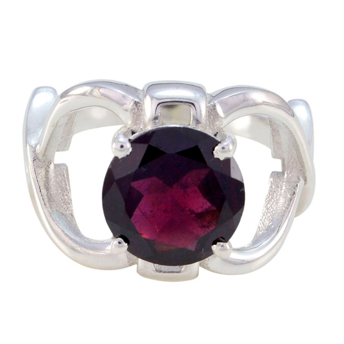 Milagros Contemporary Red Solitaire Ring Garnet Red