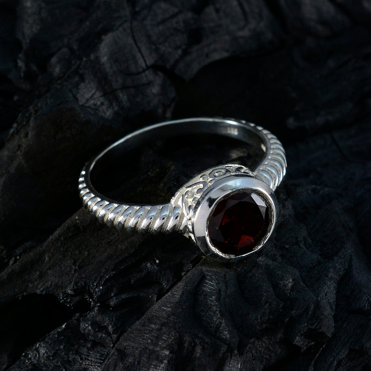 Renata Contemporary Red Solitaire Ring