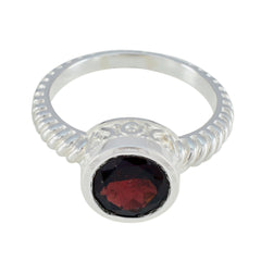 Renata Contemporary Red Solitaire Ring Garnet Red