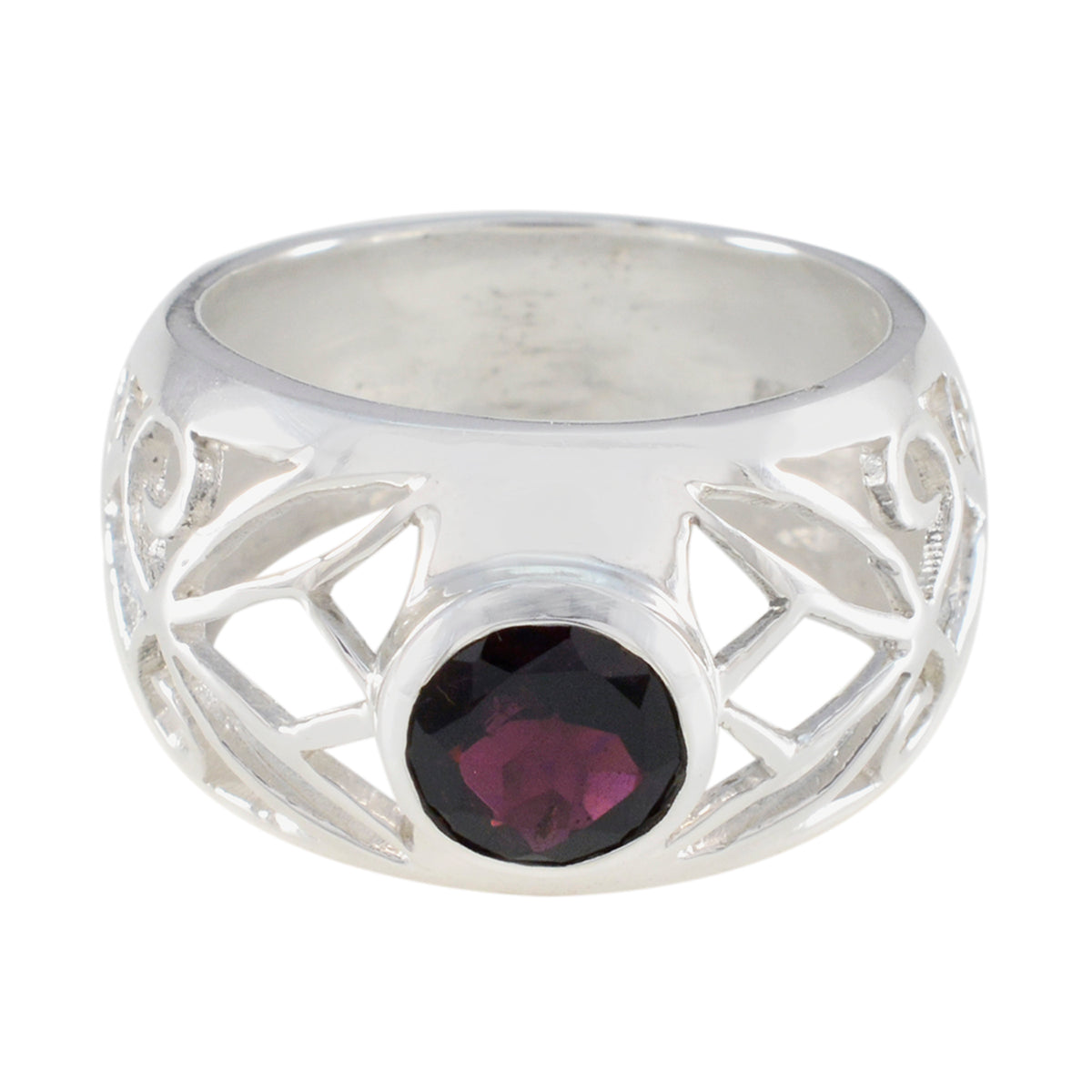 Clara Filigree Red Solitaire Ring Garnet Red