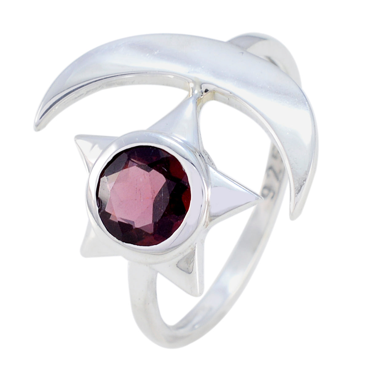 Kristine Moon & Star Red Solitaire Ring