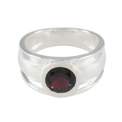 Araya Feminine Red Solitaire Ring Garnet Red