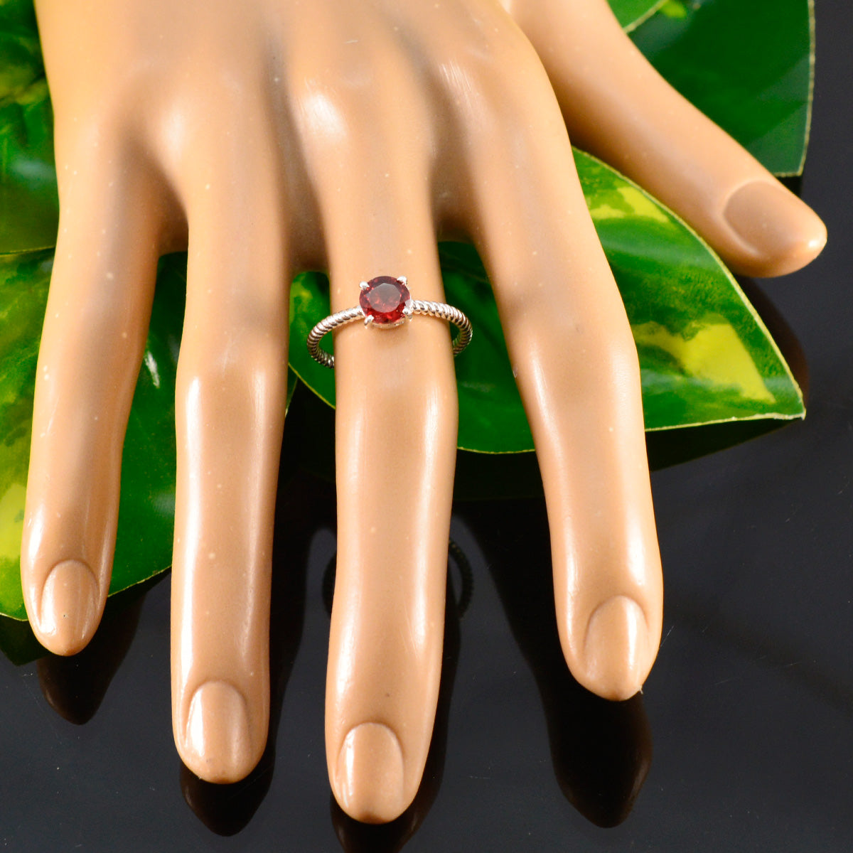 Li Lee Twist Red Solitaire Ring