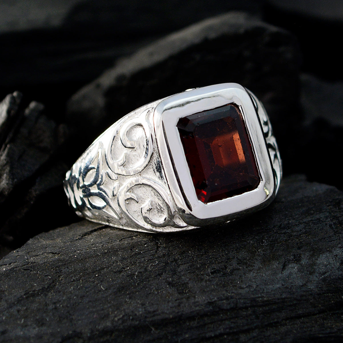 Ana Signet Red Solitaire Ring