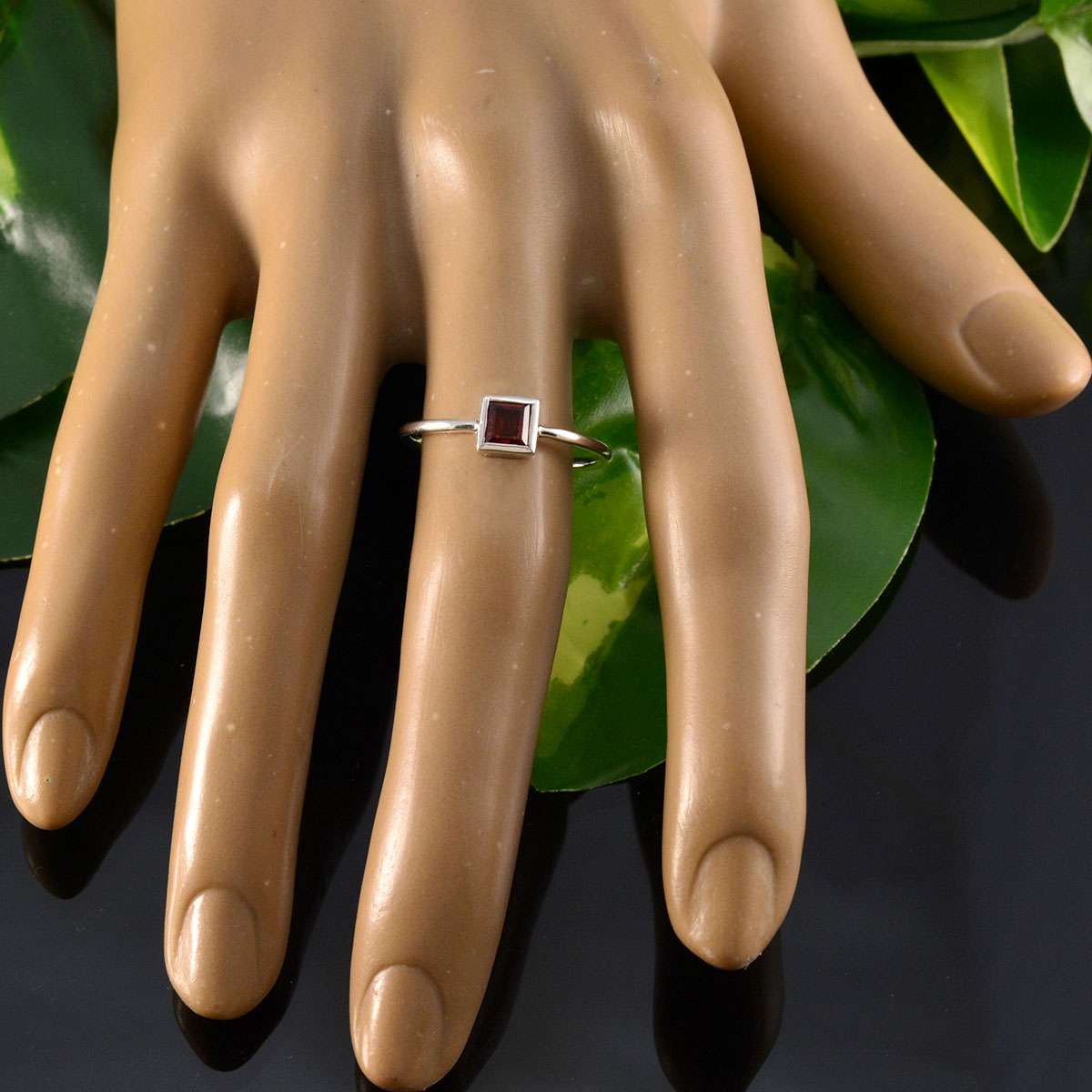 Ellie Modern Red Solitaire Ring