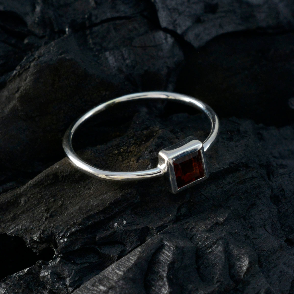 Ellie Modern Red Solitaire Ring
