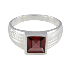 Aisha Feminine Red Solitaire Ring Garnet Red