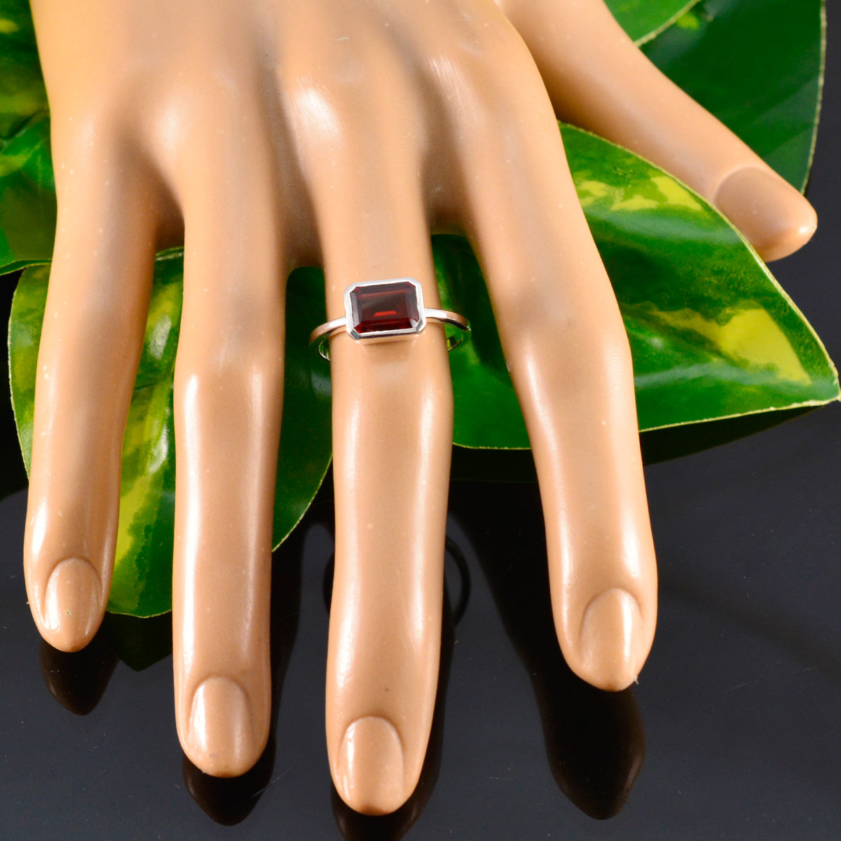 Mila Contemporary Red Solitaire Ring