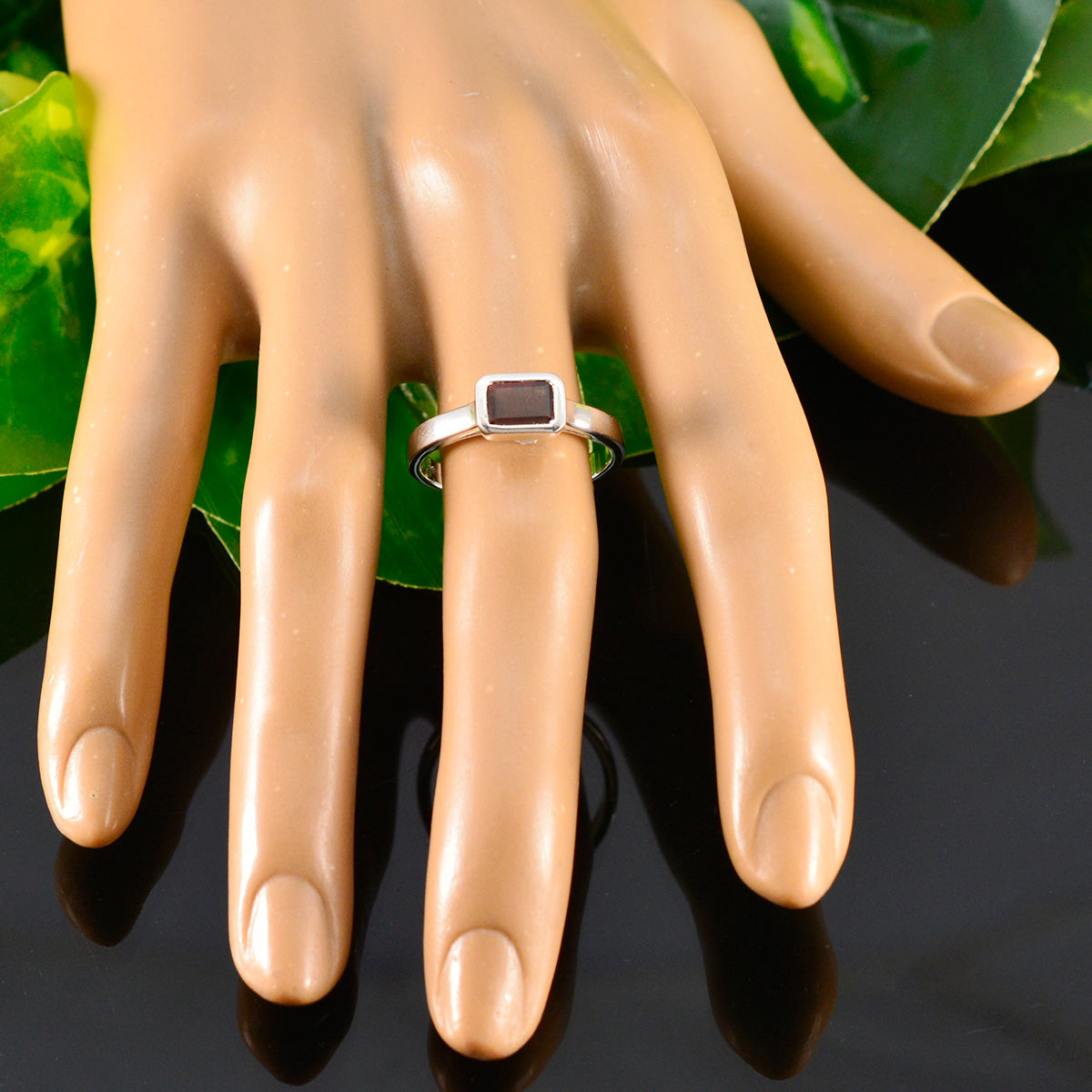 Yasmine Contemporary Red Solitaire Ring