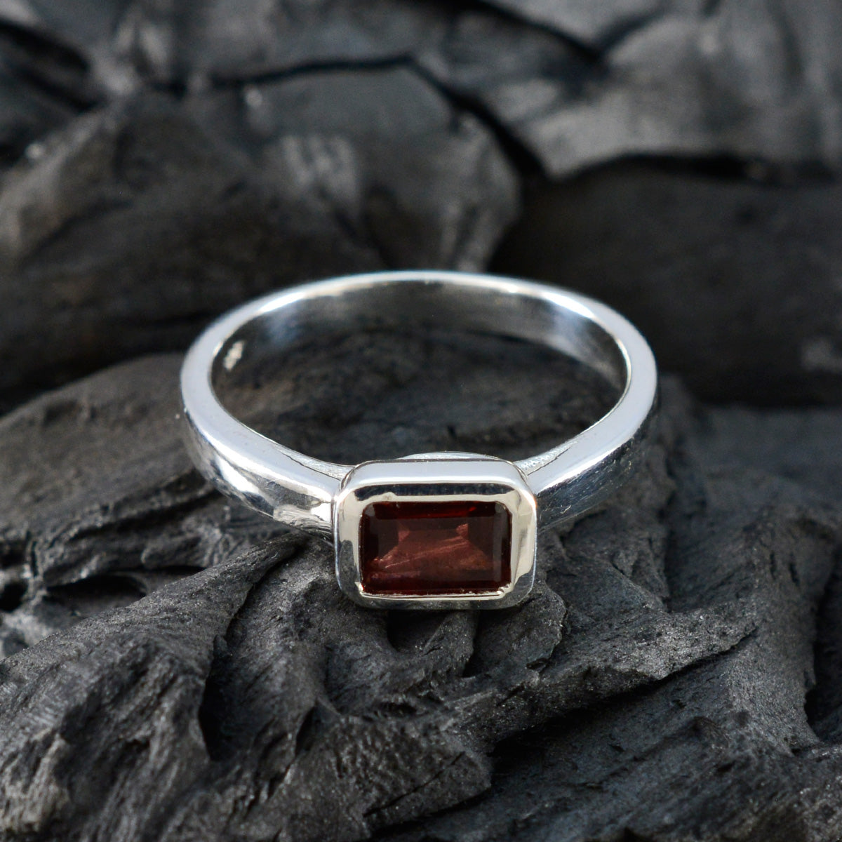 Yasmine Contemporary Red Solitaire Ring