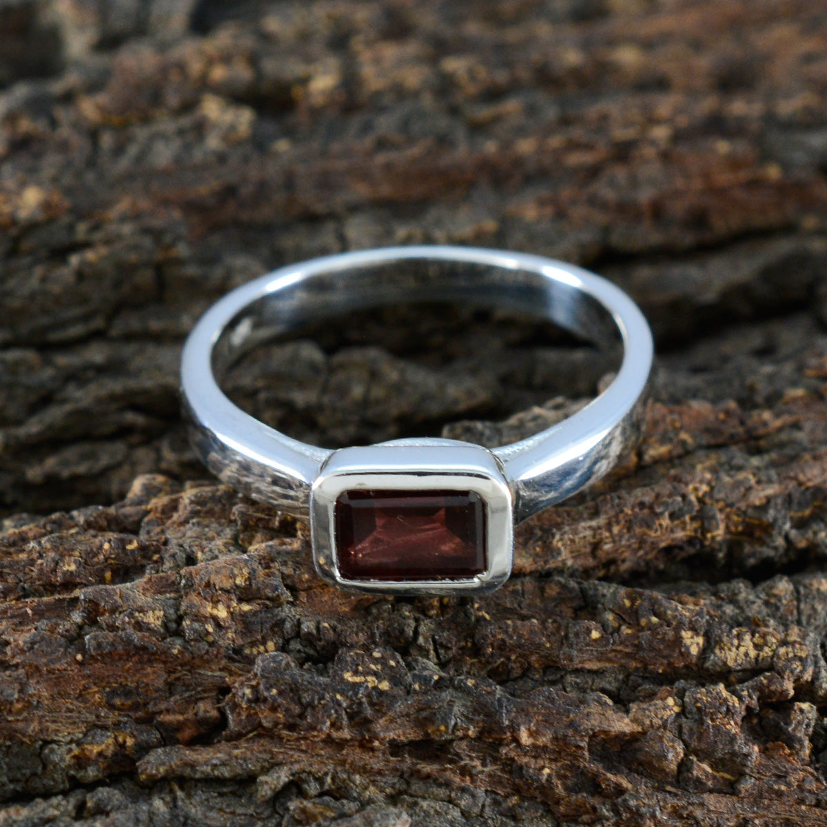 Yasmine Contemporary Red Solitaire Ring