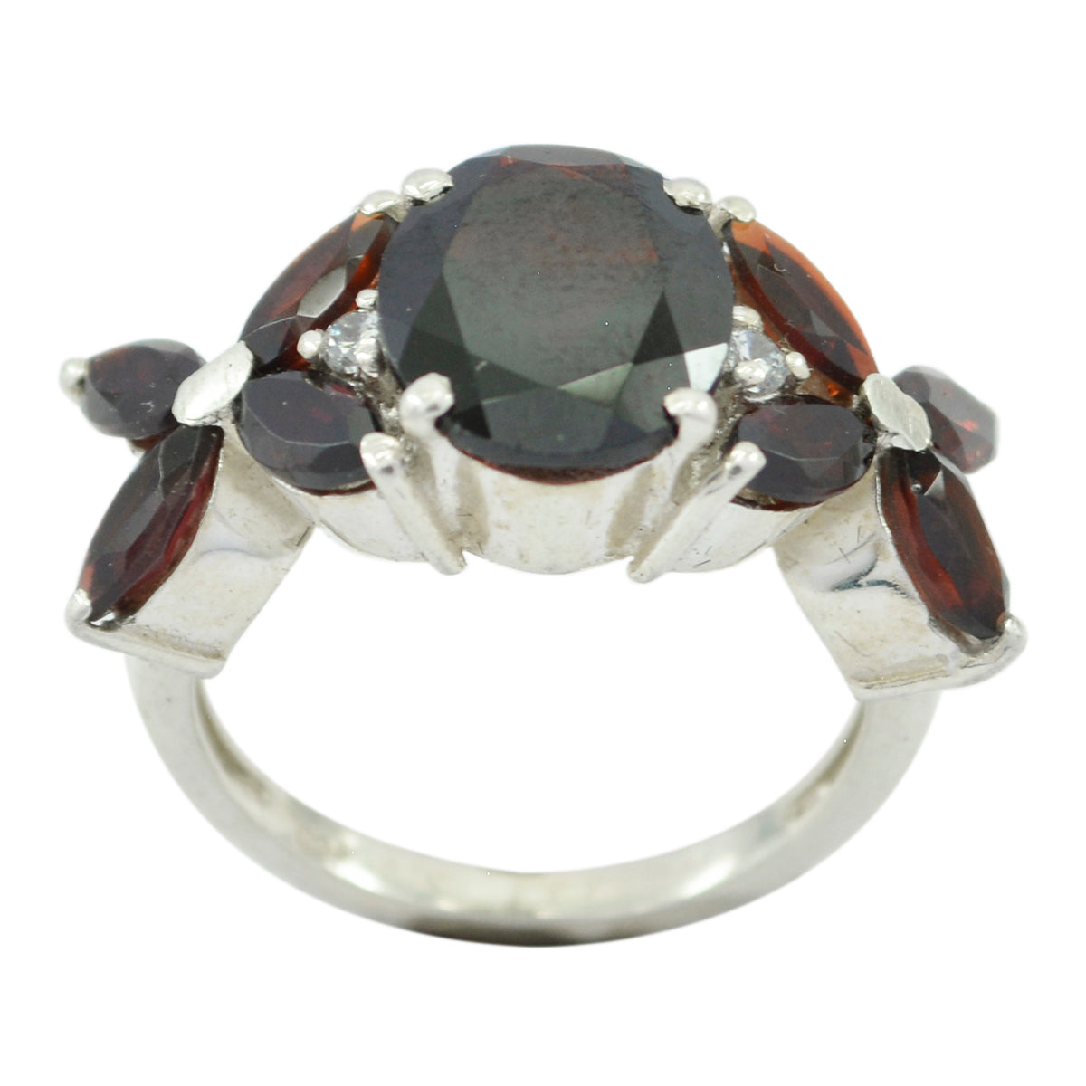 Charlotte Floral Red Navratna Ring Garnet Red