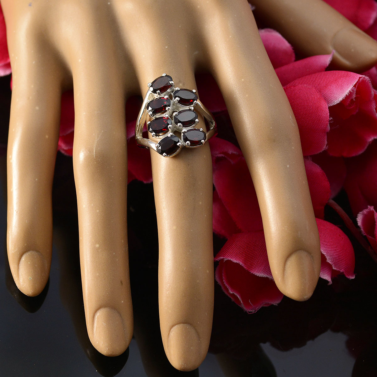 Aisha Abstract Blue Hepta Ring