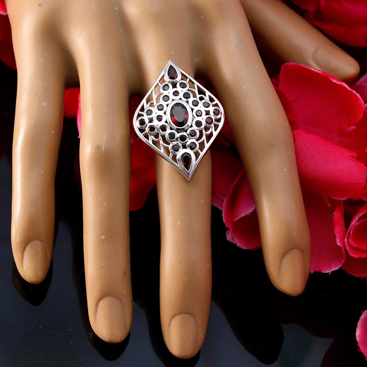 Agustina Contemporary Red multiple Ring