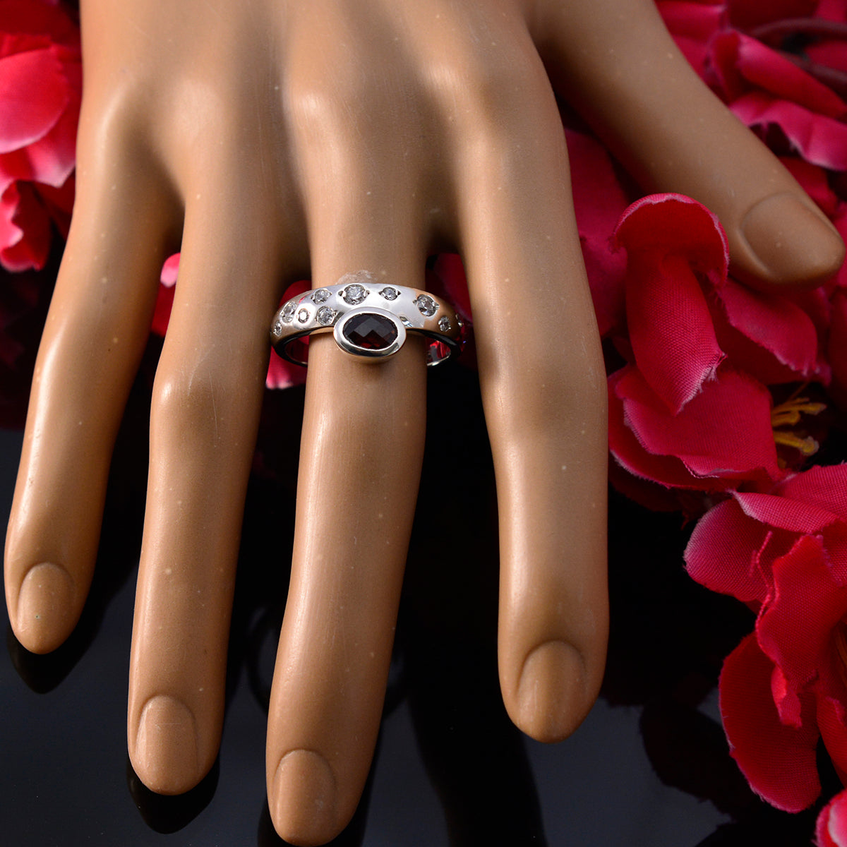 Kristine Romantic Red Halo Ring