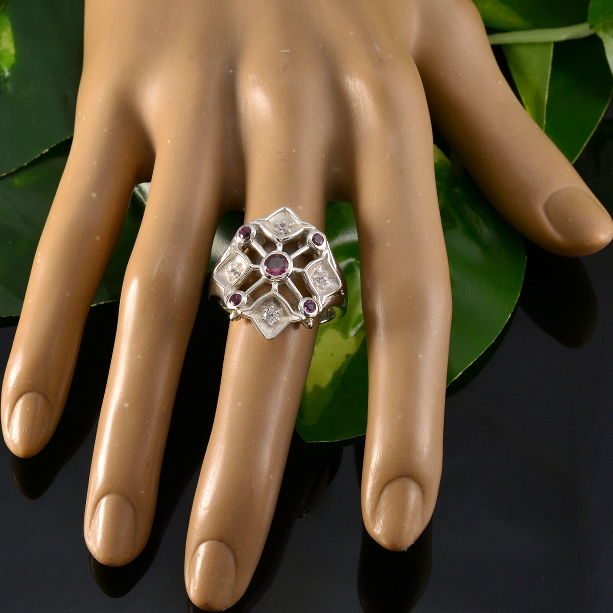 Emily Contemporary Red Penta Ring
