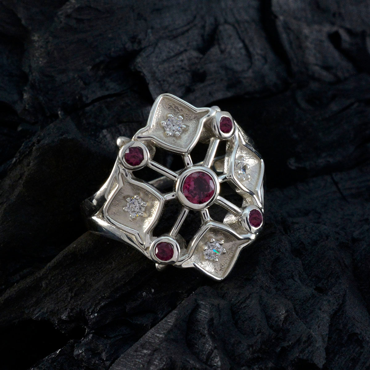 Emily Contemporary Red Penta Ring