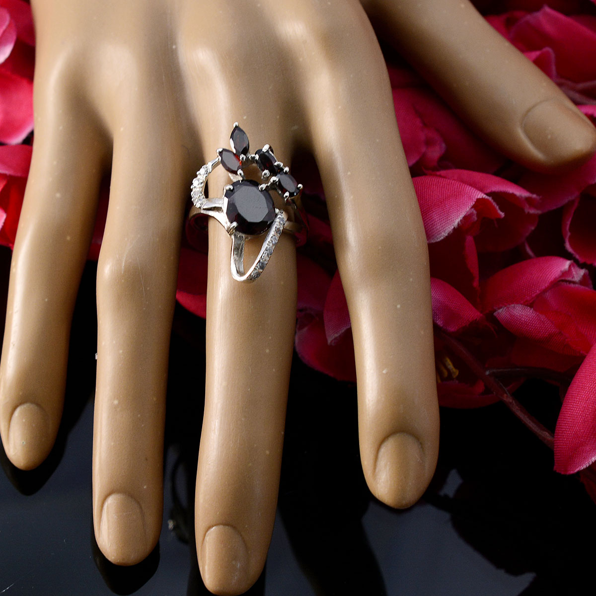 Sophia Contemporary Red Penta Ring