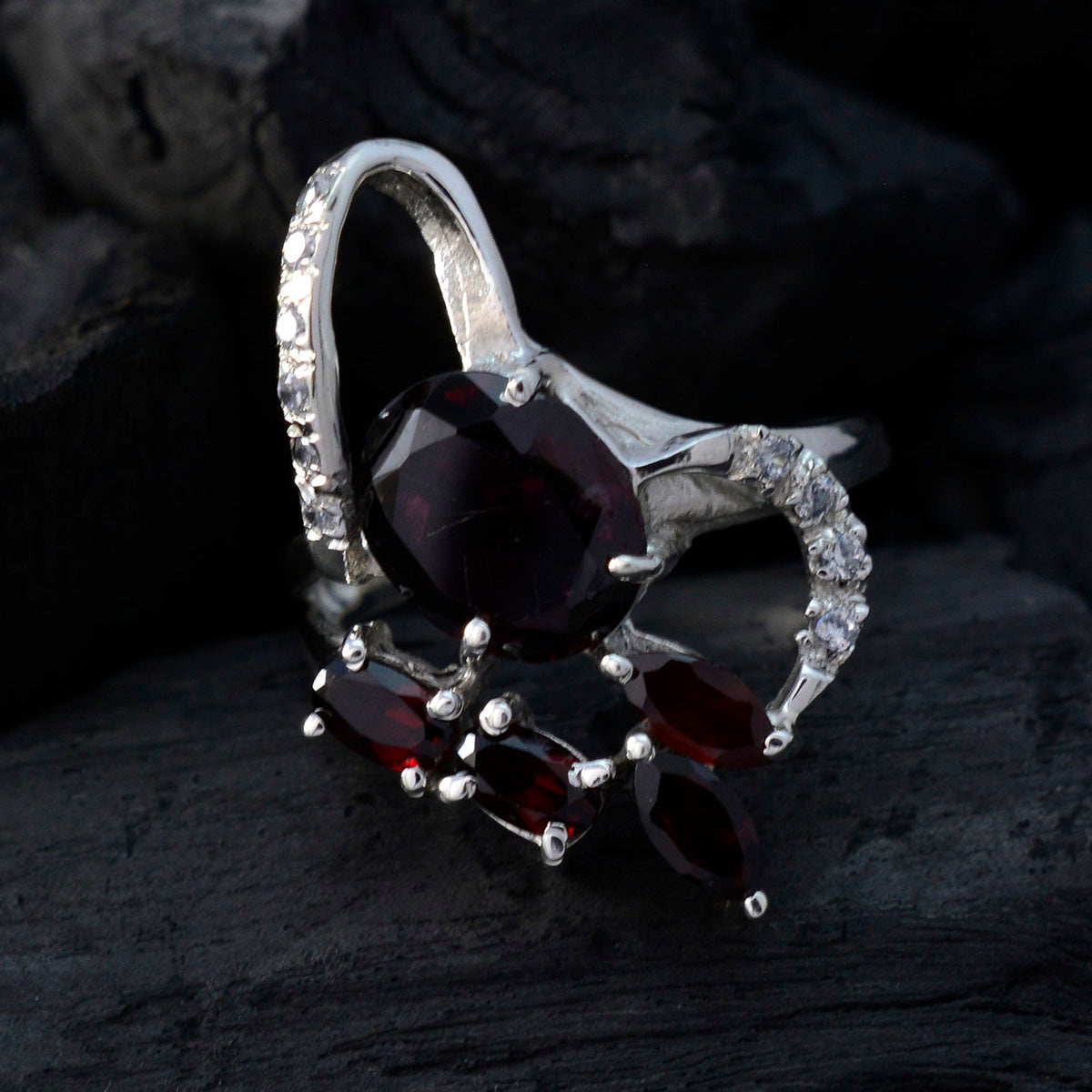Sophia Contemporary Red Penta Ring