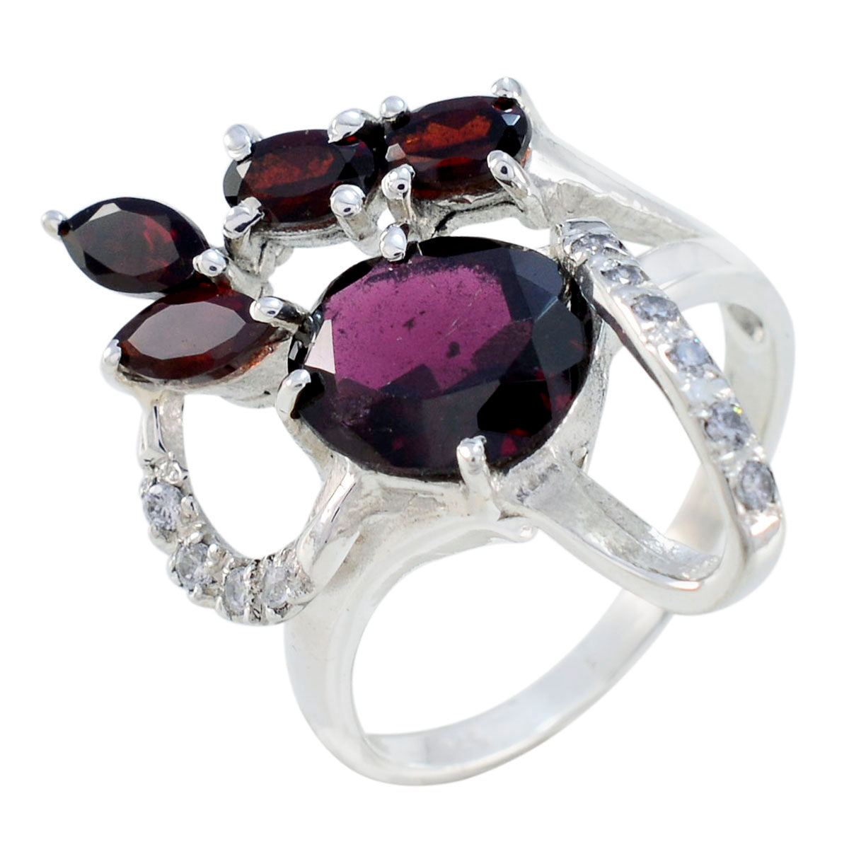 Sophia Contemporary Red Penta Ring