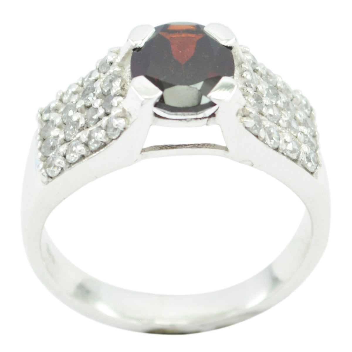 Rebeca Artisan Red Halo Ring Garnet Red