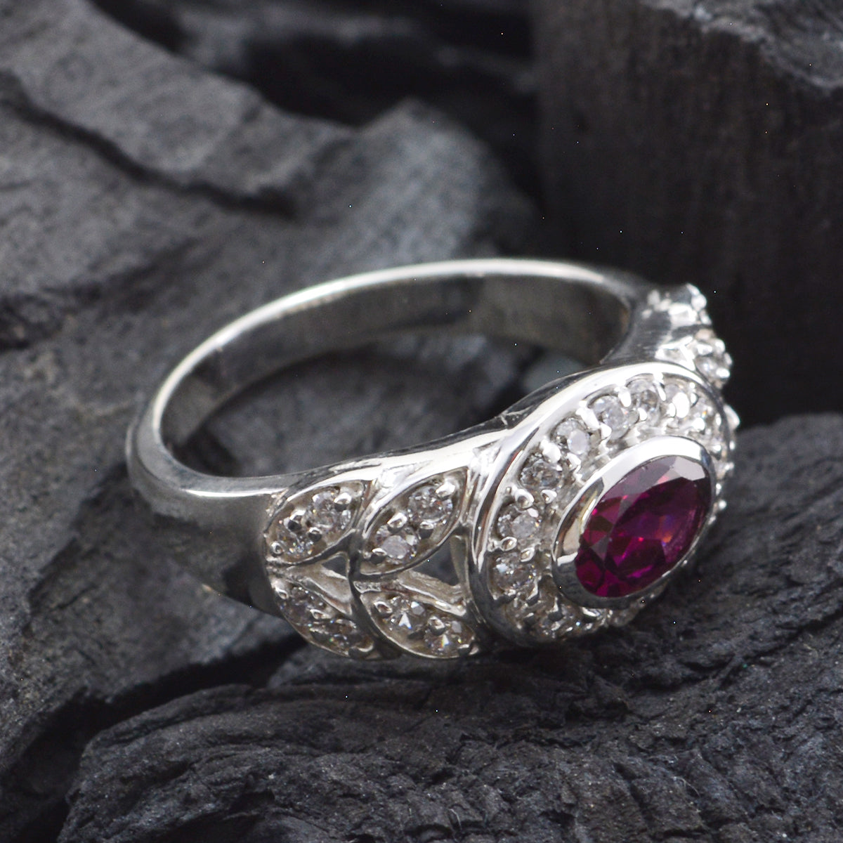 Agustina Contemporary Red Halo Ring