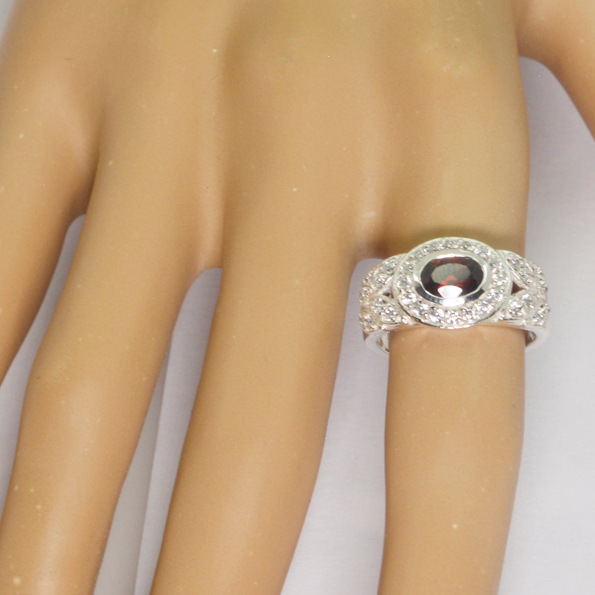 Agustina Contemporary Red Halo Ring