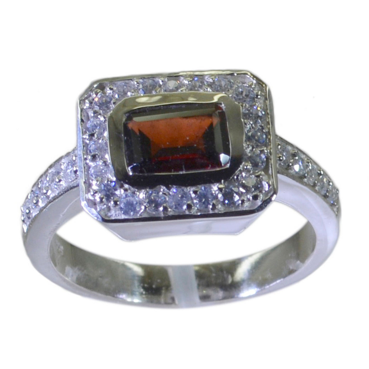 Scarlett Luxurious Red Halo Ring Garnet Red