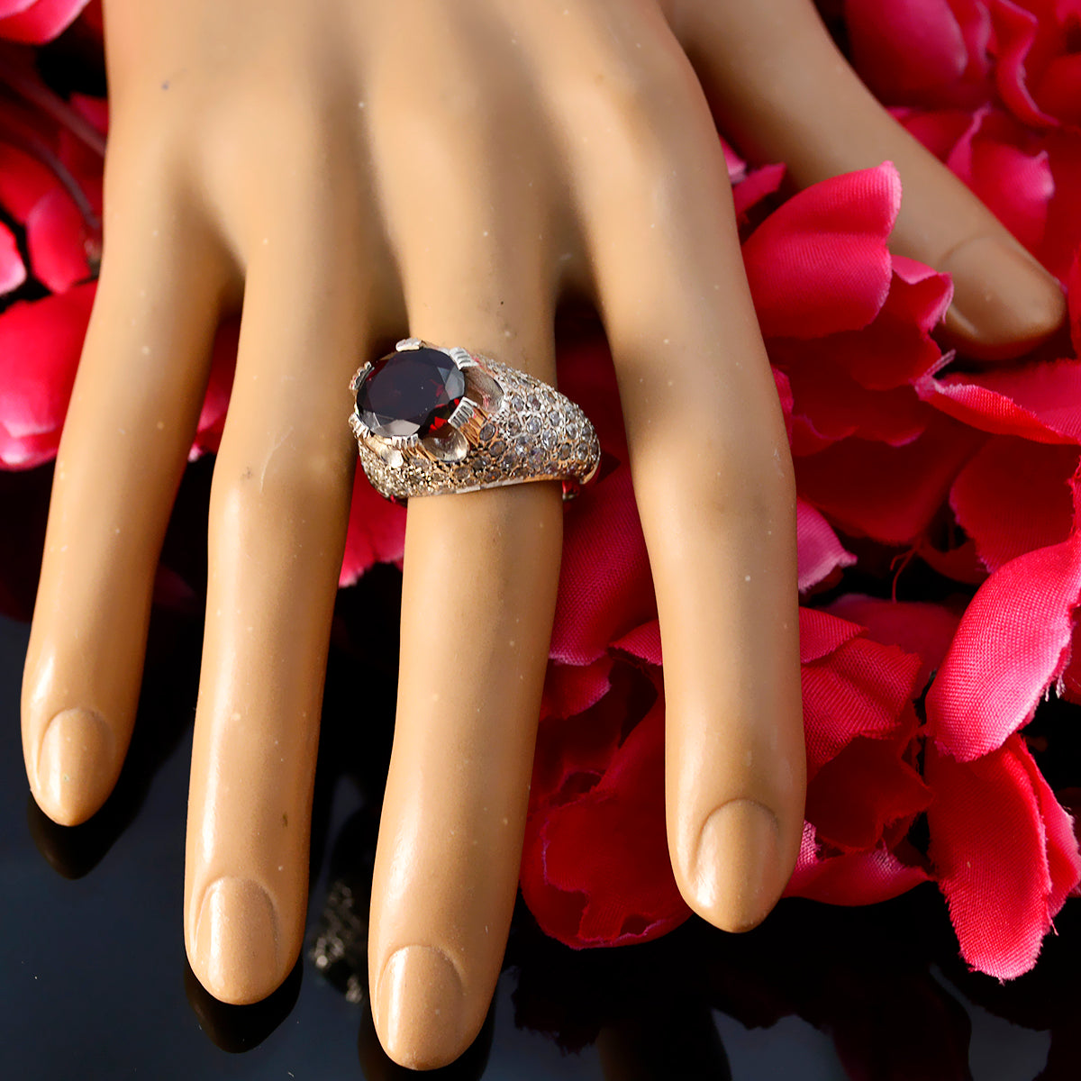 Aria Contemporary Red Halo Ring
