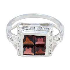 Eun-ji Trendy Red Halo Ring Garnet Red