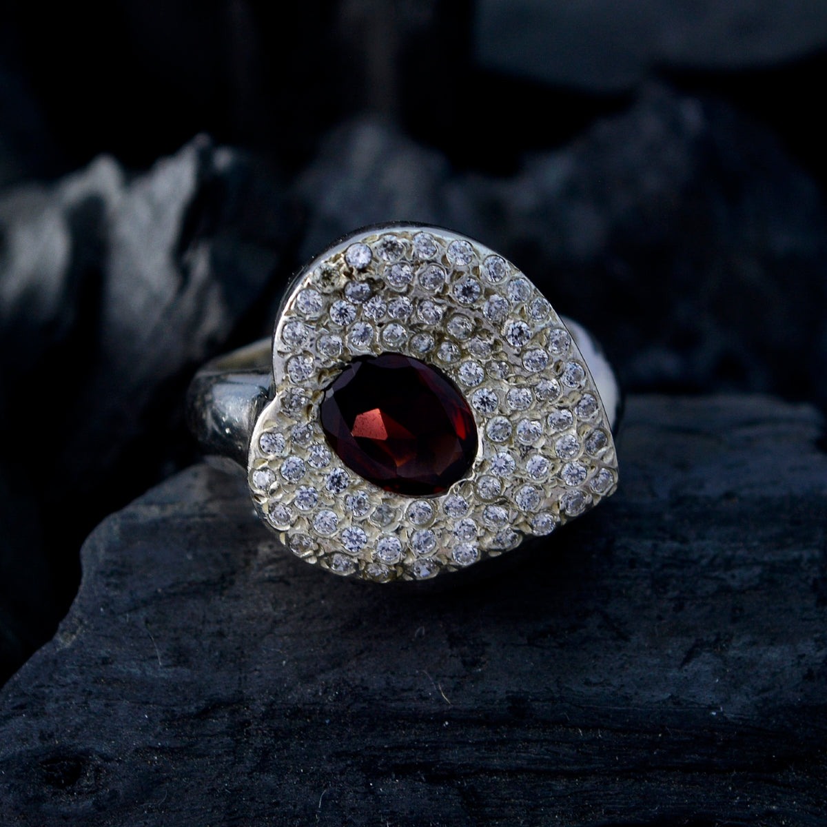 Ellie Modern Red Halo Ring