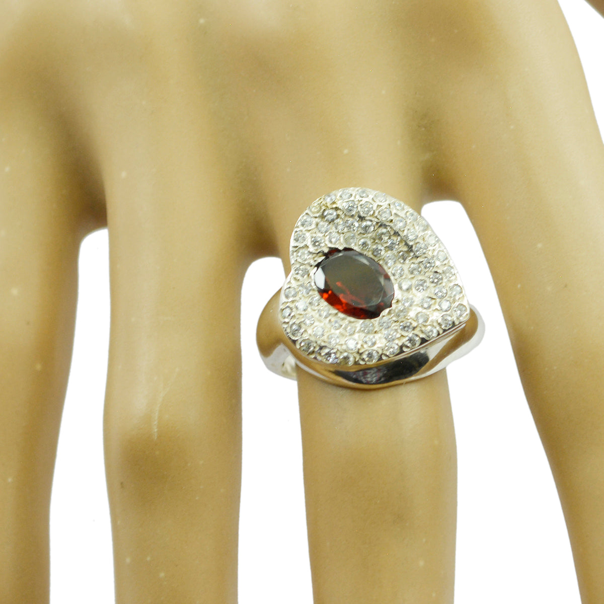 Ellie Modern Red Halo Ring