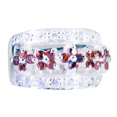 Eva Retro Red Halo Ring Garnet Red